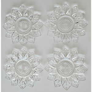 Federal Glass Starburst Dessert Plates 6.5" Set of 4 - Clear Pressed Glass MCM